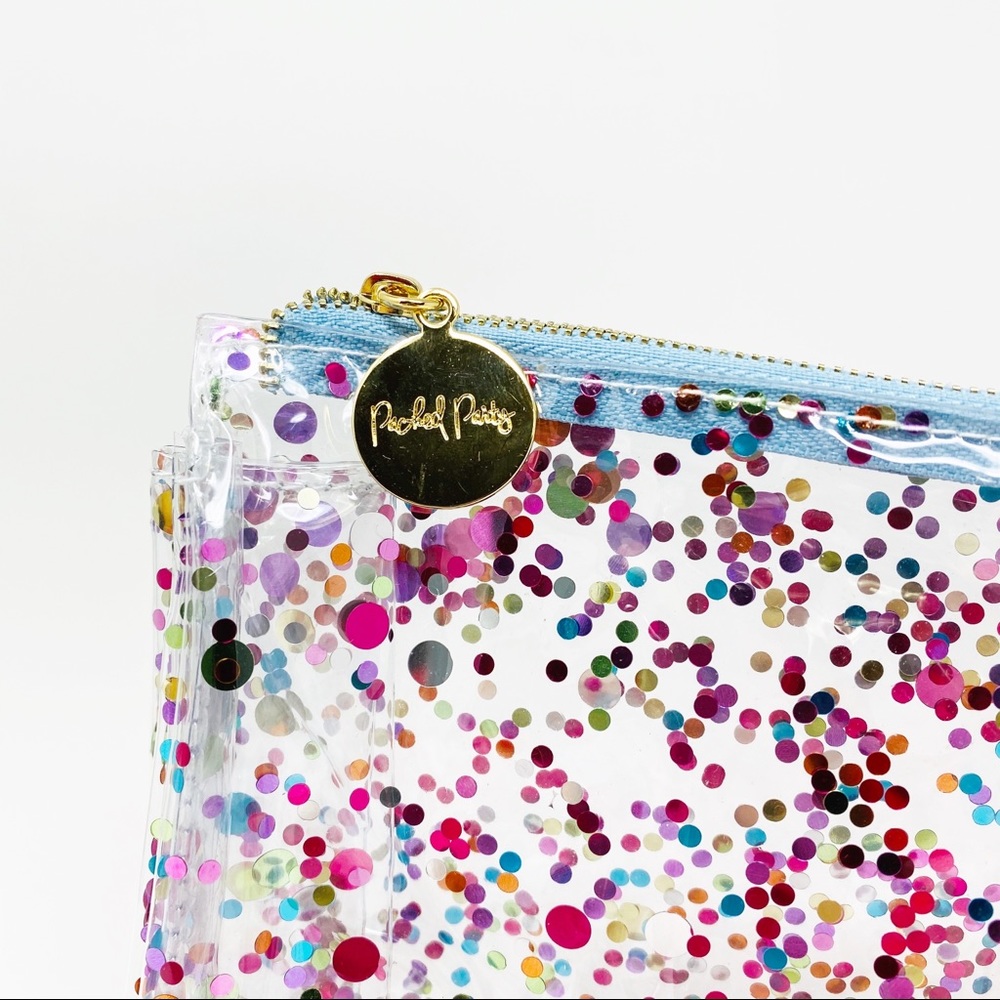 Confetti Glitter Biggie Cosmetic Zip Bag Travel - Picture 5 of 6